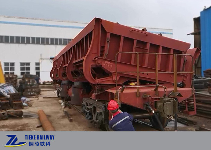 50km/h Ballast Steel Slag Side Dump Car Wagon 1435mm Gauge Rapid Tipping Unloading