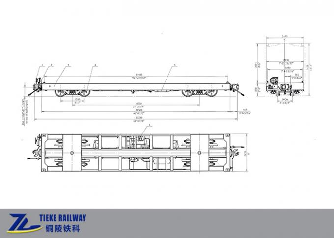 70 Ton Load Heavy Duty Railroad Flat Cars 80km/H Flatbed Train Car